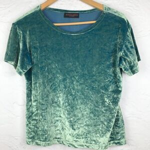 Andee Leeds Emerald Teal Green Velvety Soft Stretch Short Sleeve Top